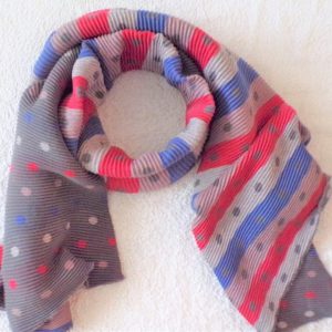 Super Waffle Scarf Spot and Stripe Grey & Multi S125G