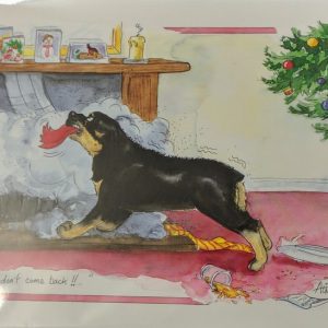 Christmas Card.   Seeing off Santa